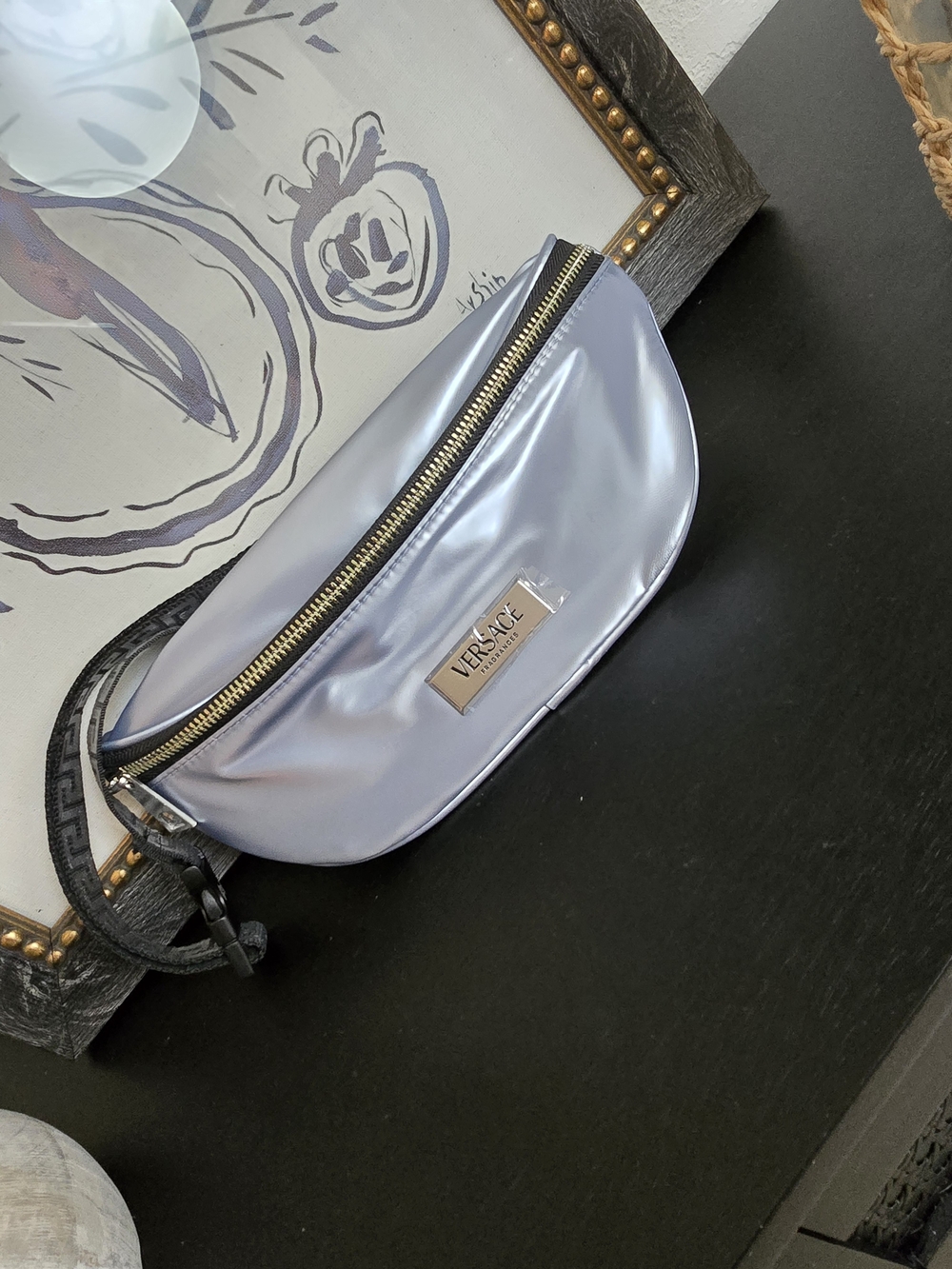 Versace Fragrances Silver Belt Bag Travel Pouch Funny Pack